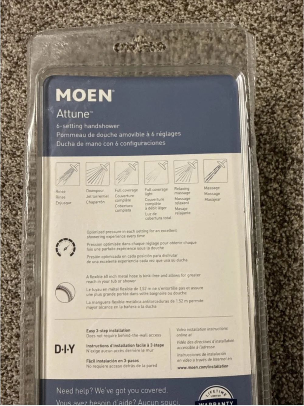 MOEN Attune 6-Spray Patterns, 4 in. Wall Mount Handheld Showerhead in Chrome
